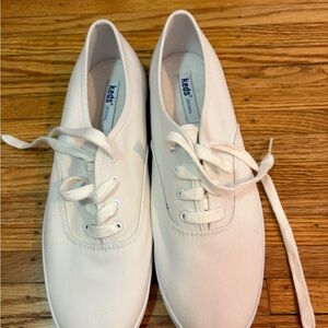 Keds White Canvas Low-Top Lace-Up Sneakers